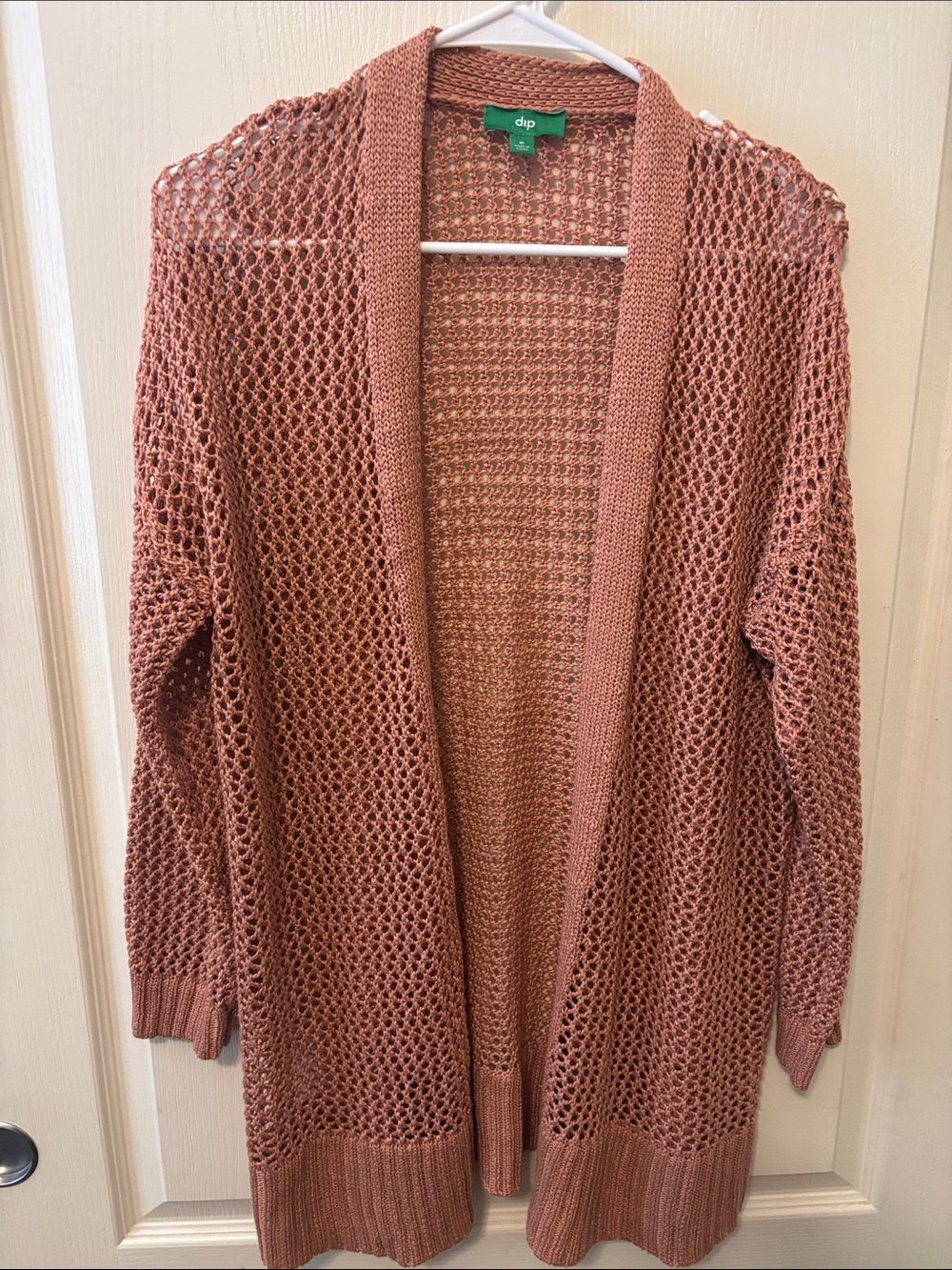 dip Open Mesh Long Cardigan - Rose